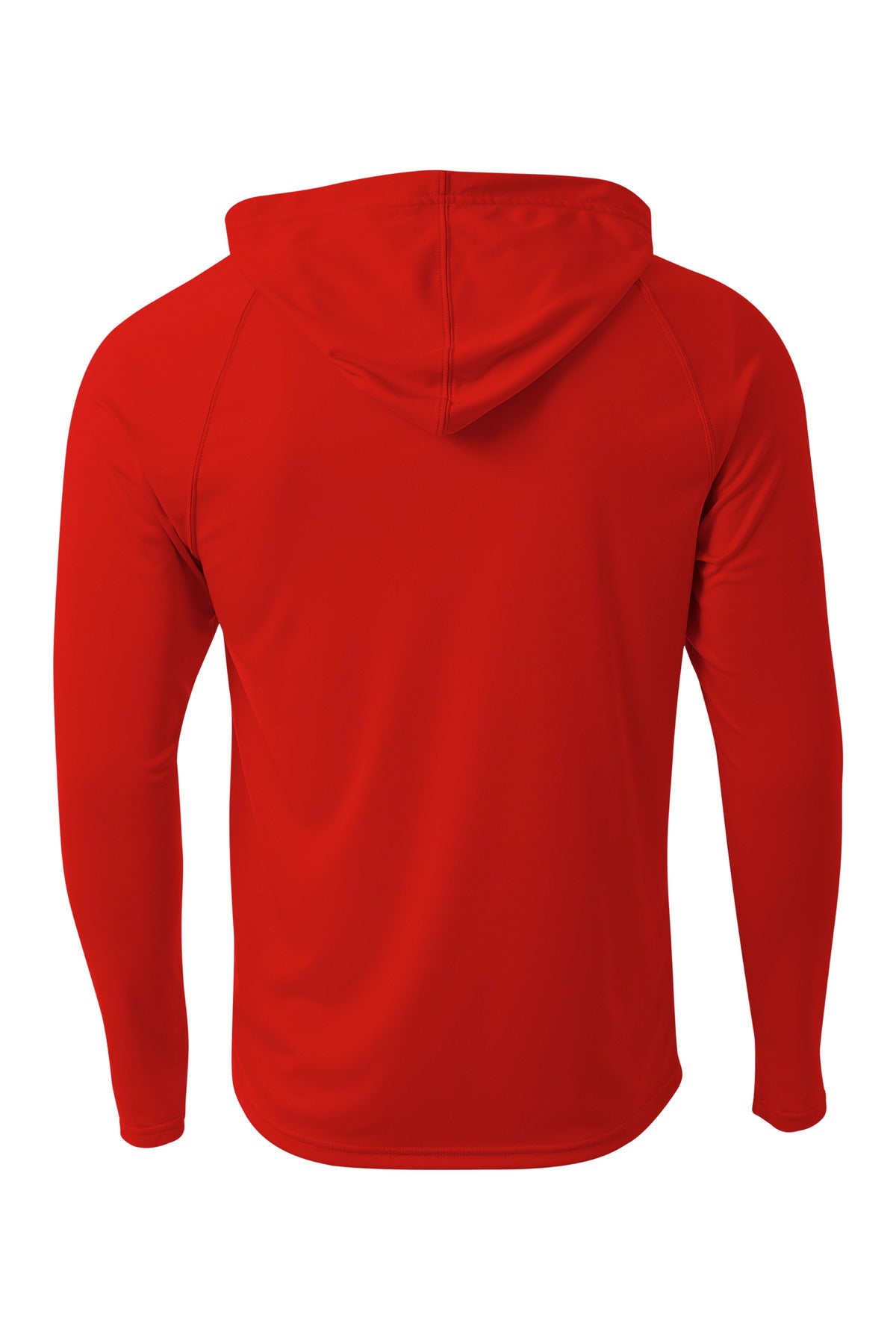 Rear View of Scarlet A4 Cooling Performance Long Sleeve Hooded Tee A4N3409