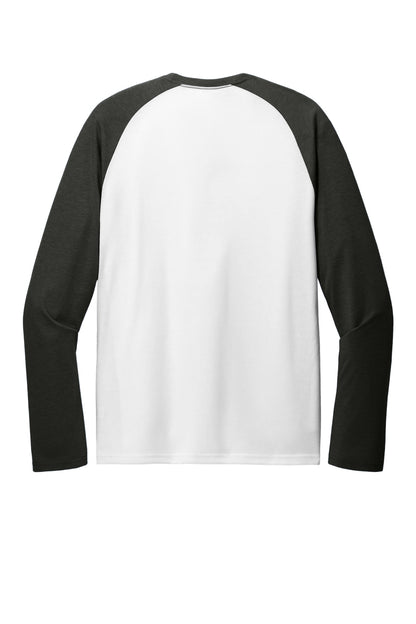 Rear View of SpcBlk/BtW Allmade Unisex Tri-Blend Long Sleeve Colorblock Raglan AL6009