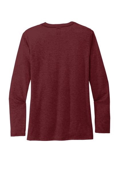 Rear View of Vino Red Allmade Women's Tri-Blend Long Sleeve Tee AL6008
