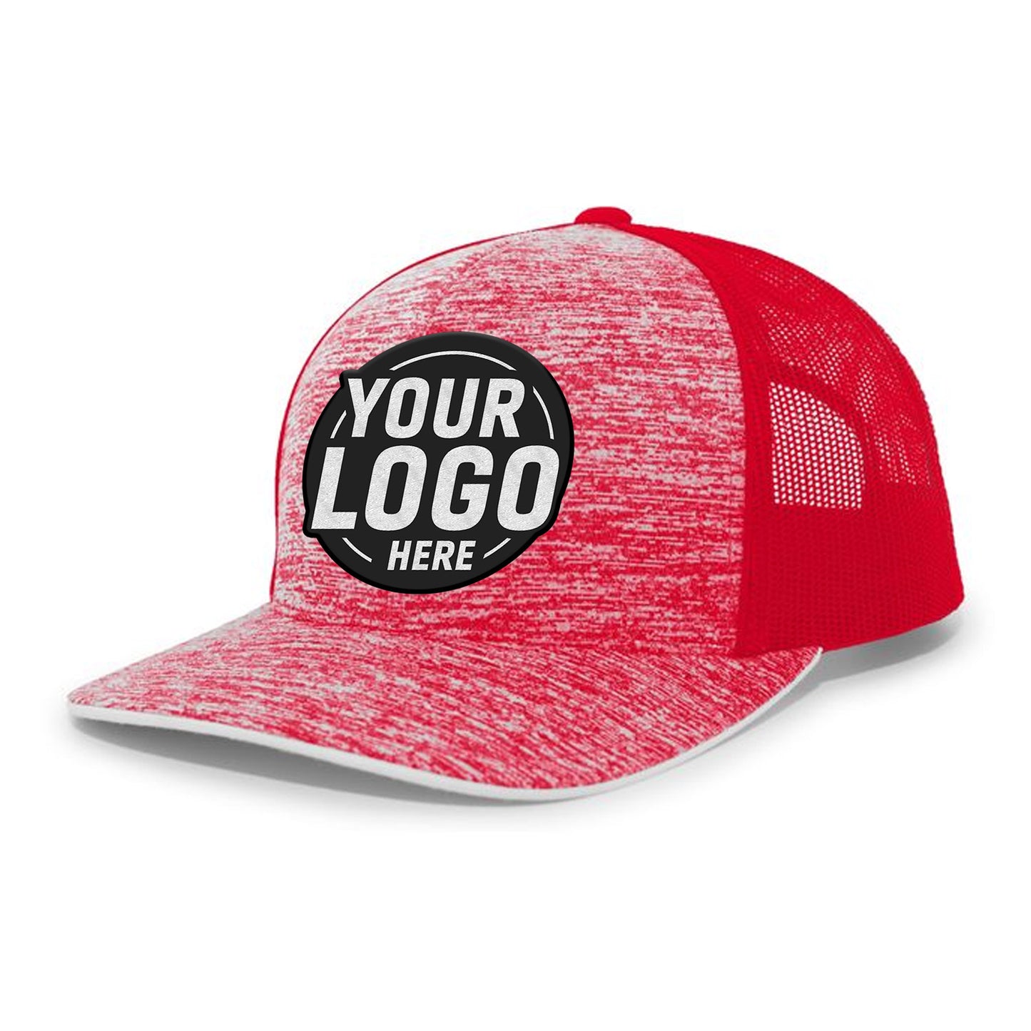 Custom Embroidered Pacific Headwear 106C Aggressive Heather Trucker Snapback Cap - Flat Embroidery