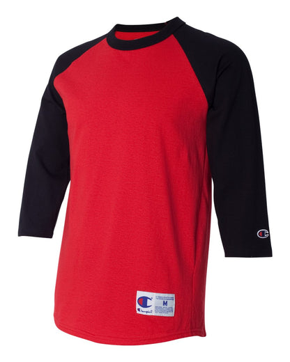 Scarlet/ Black Raglan Sleeve Baseball T-Shirt - T137