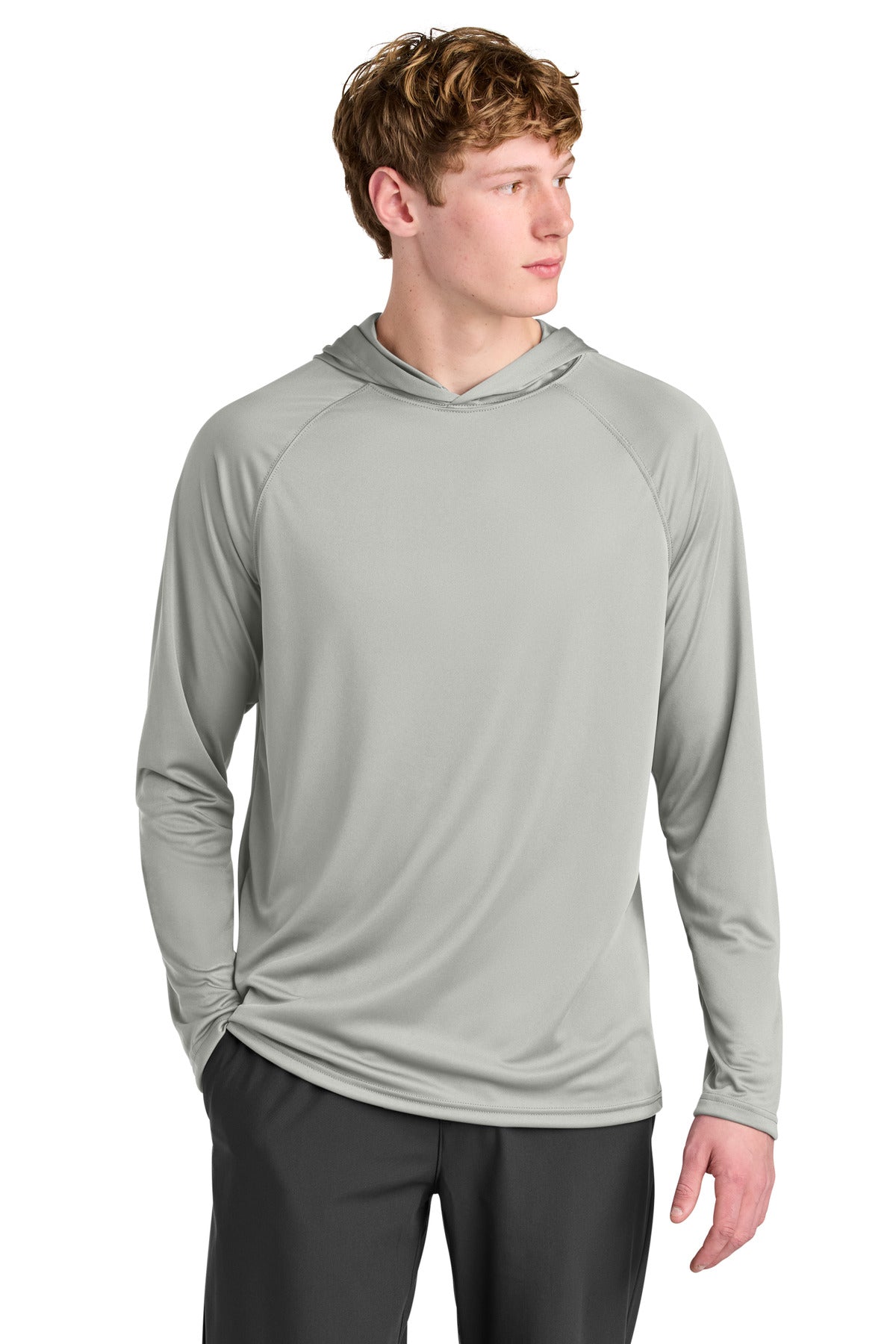 Silver A4 Cooling Performance Long Sleeve Hooded Tee A4N3409