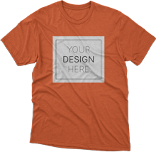 A mock-up of a terracotta t-shirt with a 