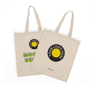 Two tote bags with a mock-up design space for logos