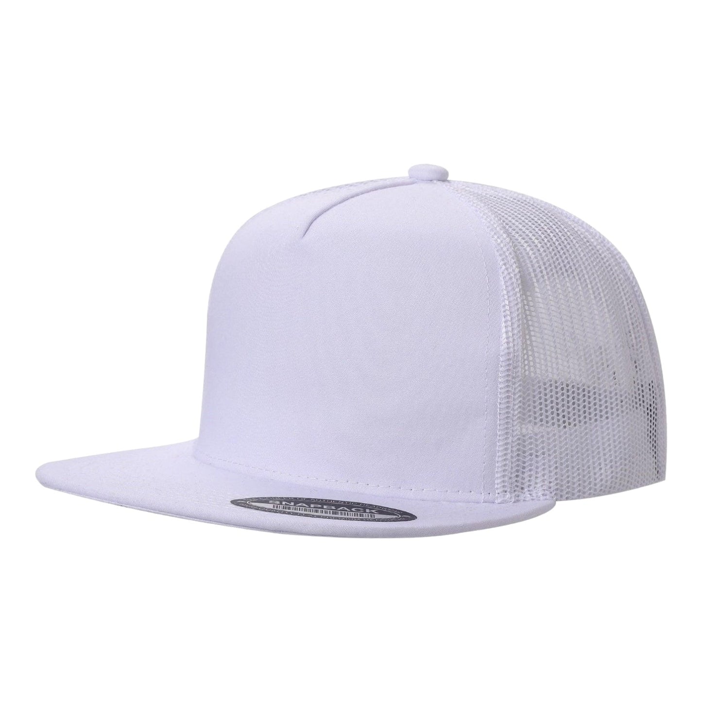 Unbranded 5 Panel Flat Bill Trucker Hat, Blank 5 Panel Mesh Back Cap