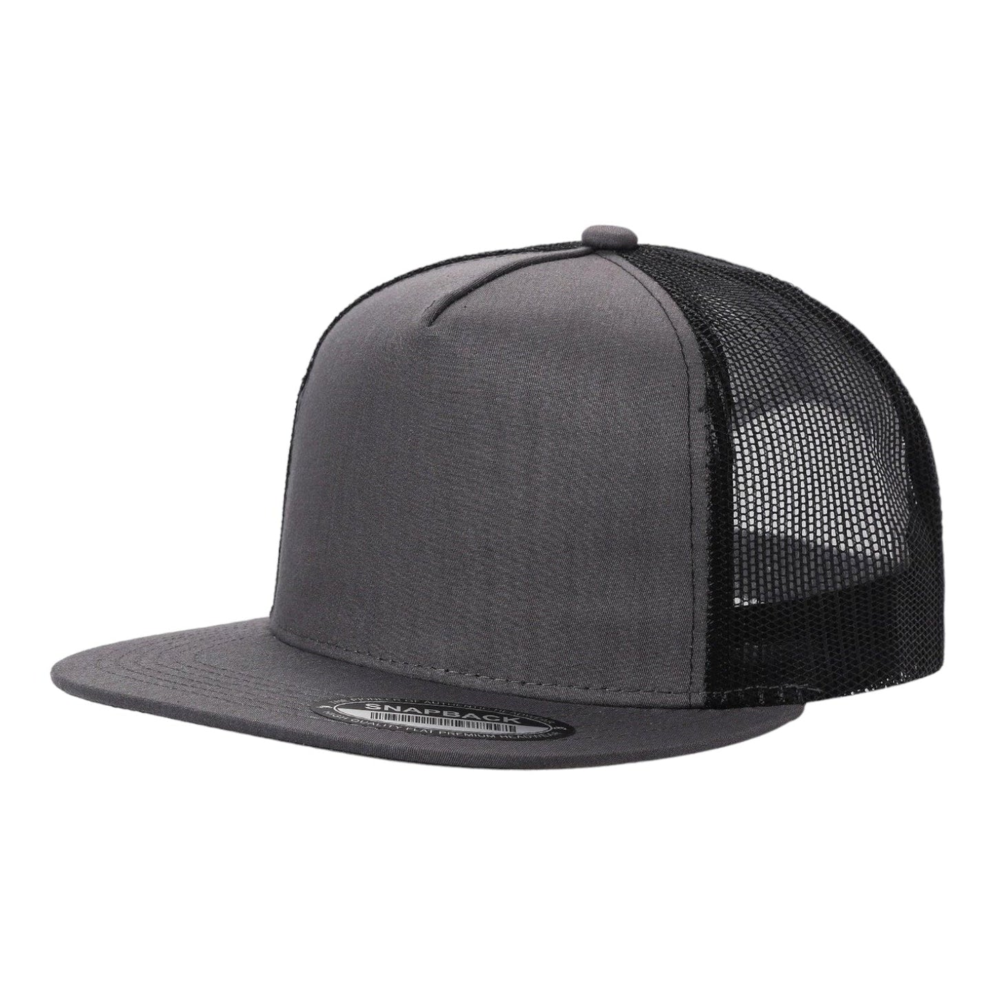 Unbranded 5 Panel Flat Bill Trucker Hat, Blank 5 Panel Mesh Back Cap