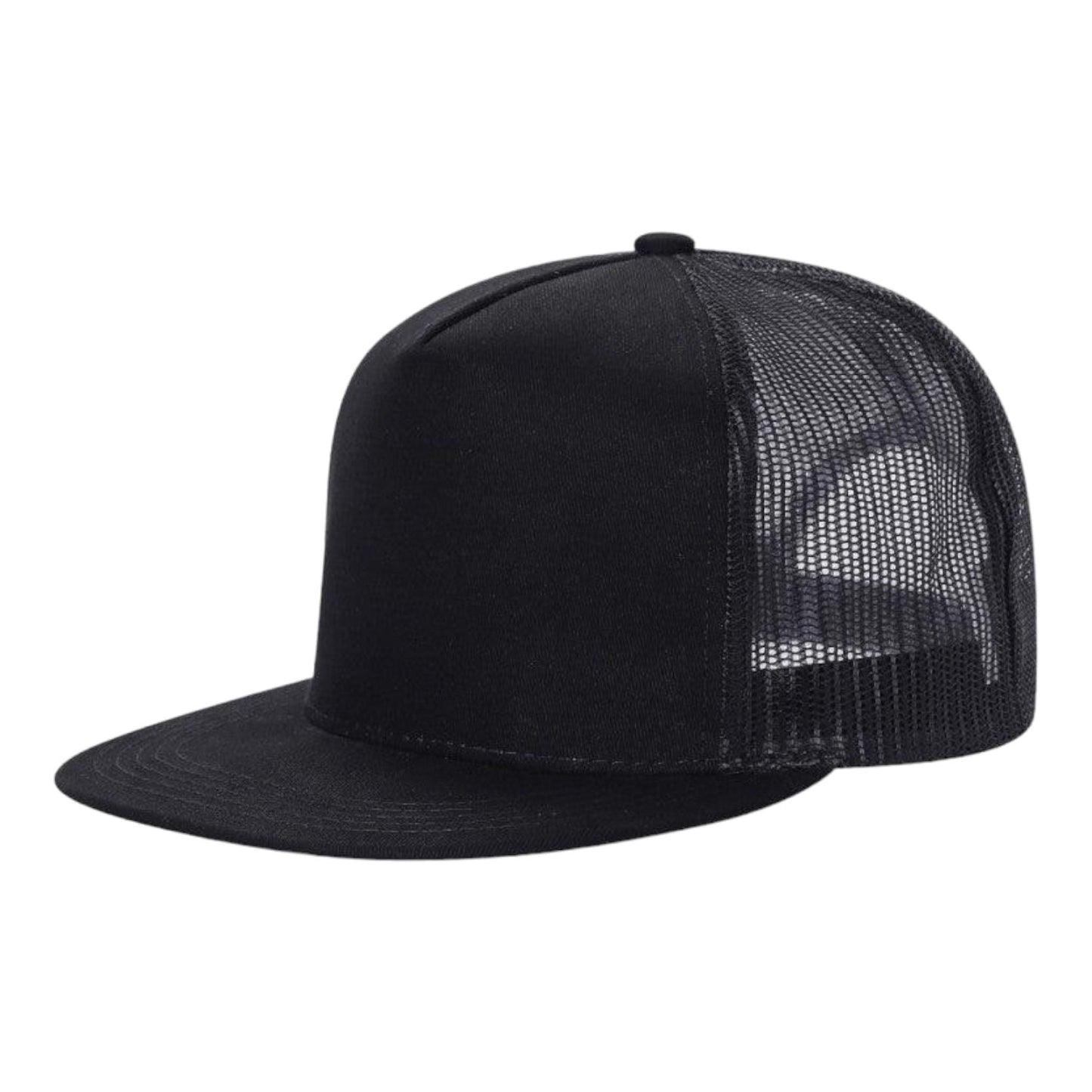 Unbranded 5 Panel Flat Bill Trucker Hat, Blank 5 Panel Mesh Back Cap