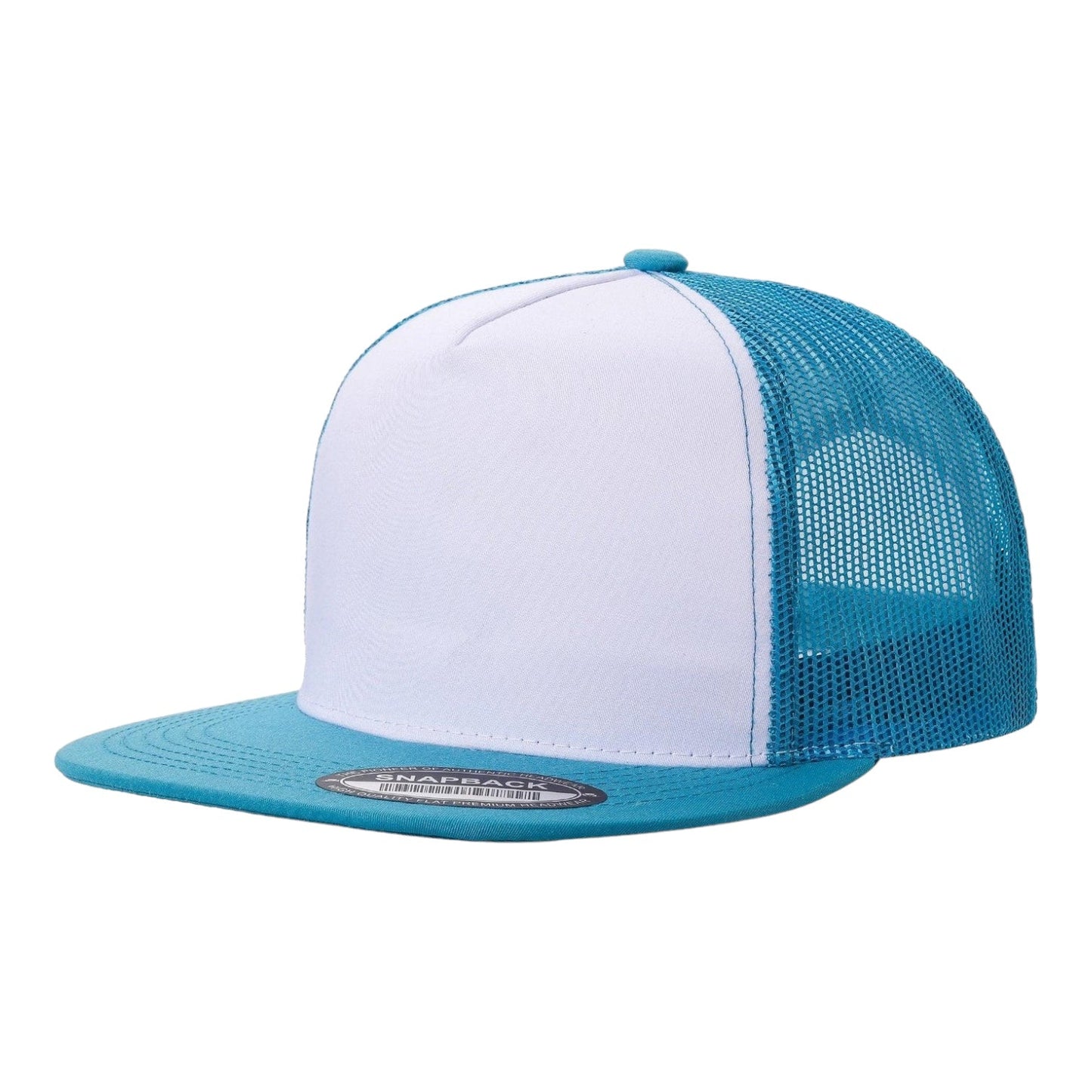 Unbranded 5 Panel Flat Bill Trucker Hat, Blank 5 Panel Mesh Back Cap