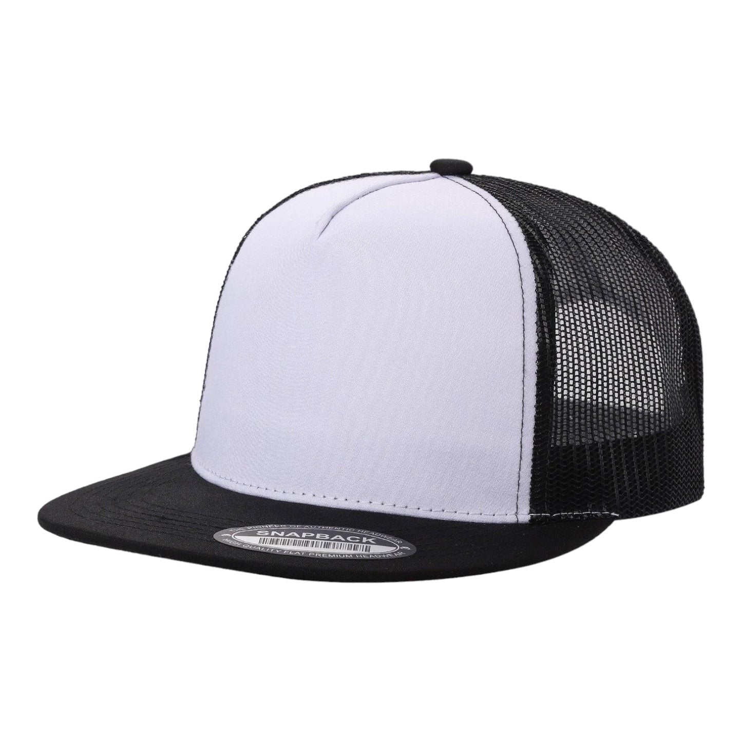 Unbranded 5 Panel Flat Bill Trucker Hat, Blank 5 Panel Mesh Back Cap