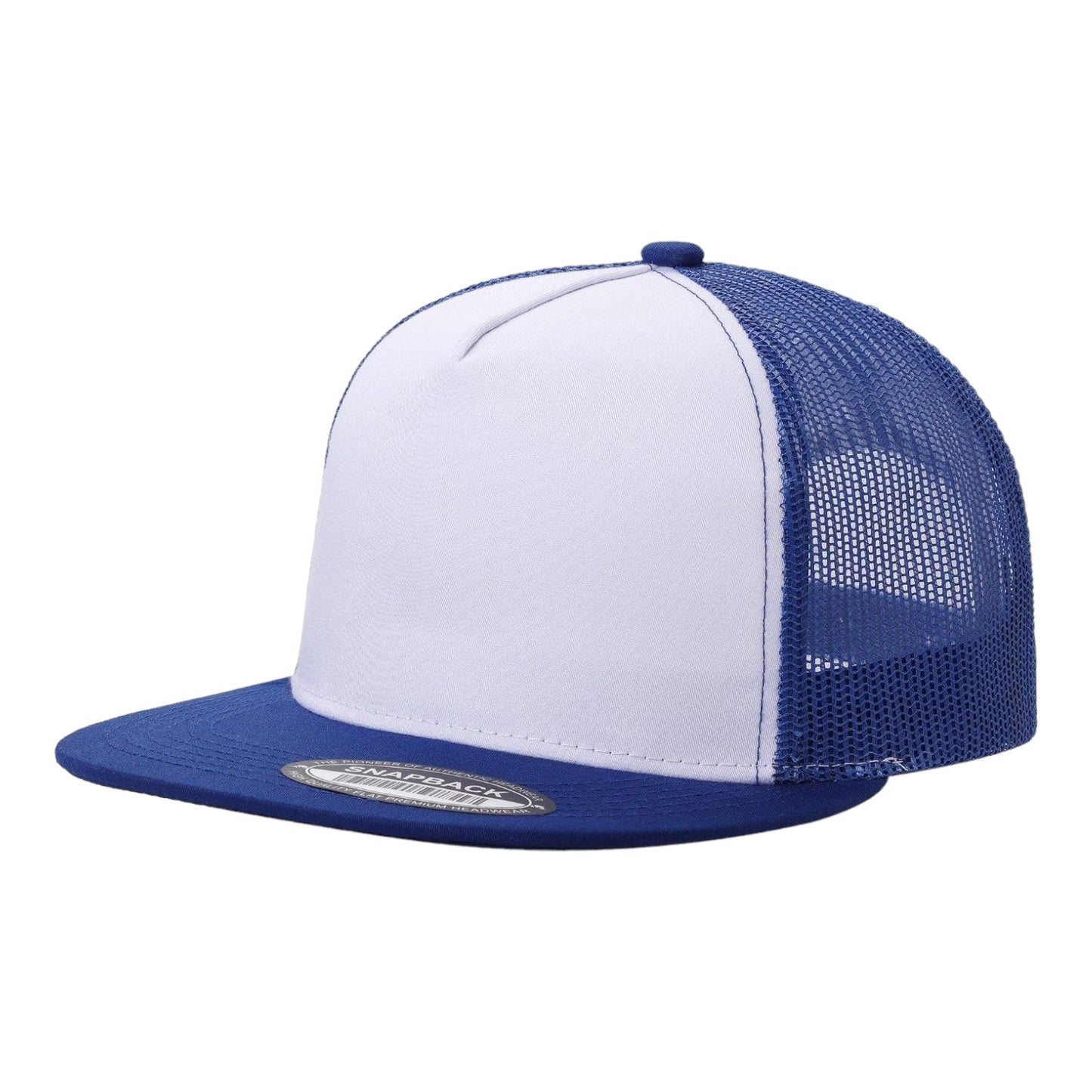 Unbranded 5 Panel Flat Bill Trucker Hat, Blank 5 Panel Mesh Back Cap