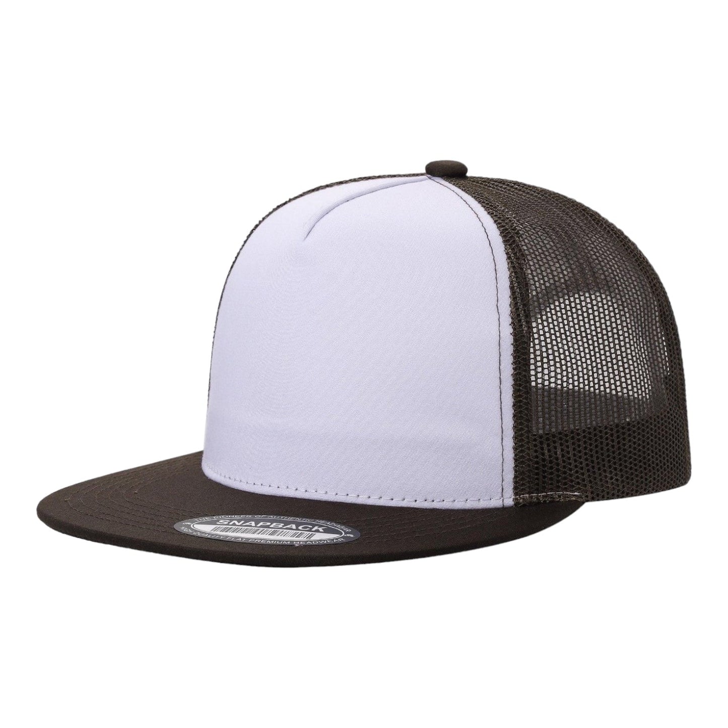Unbranded 5 Panel Flat Bill Trucker Hat, Blank 5 Panel Mesh Back Cap