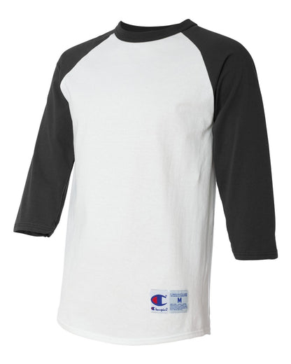 White/ Black Raglan Sleeve Baseball T-Shirt - T137