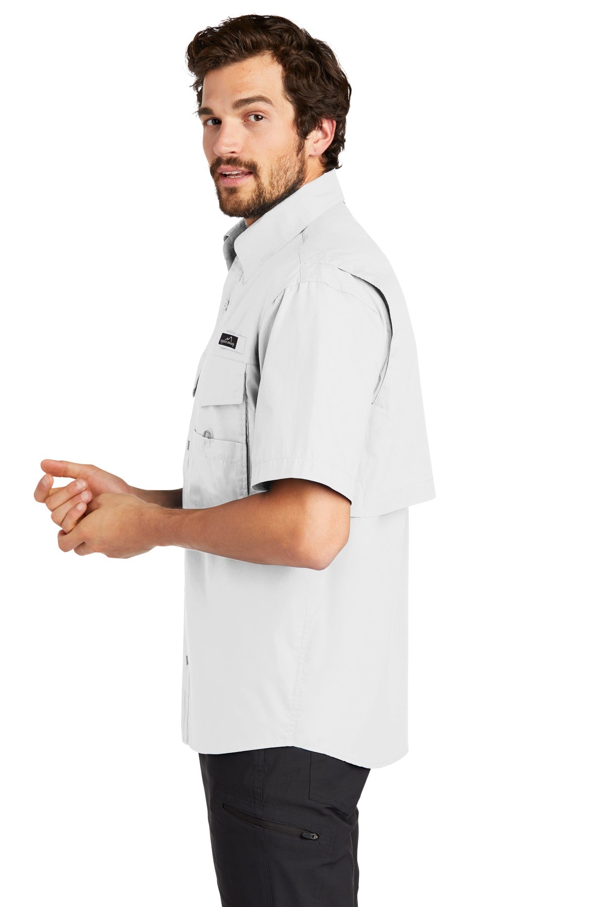 White Eddie Bauer - Short Sleeve Fishing Shirt. EB608