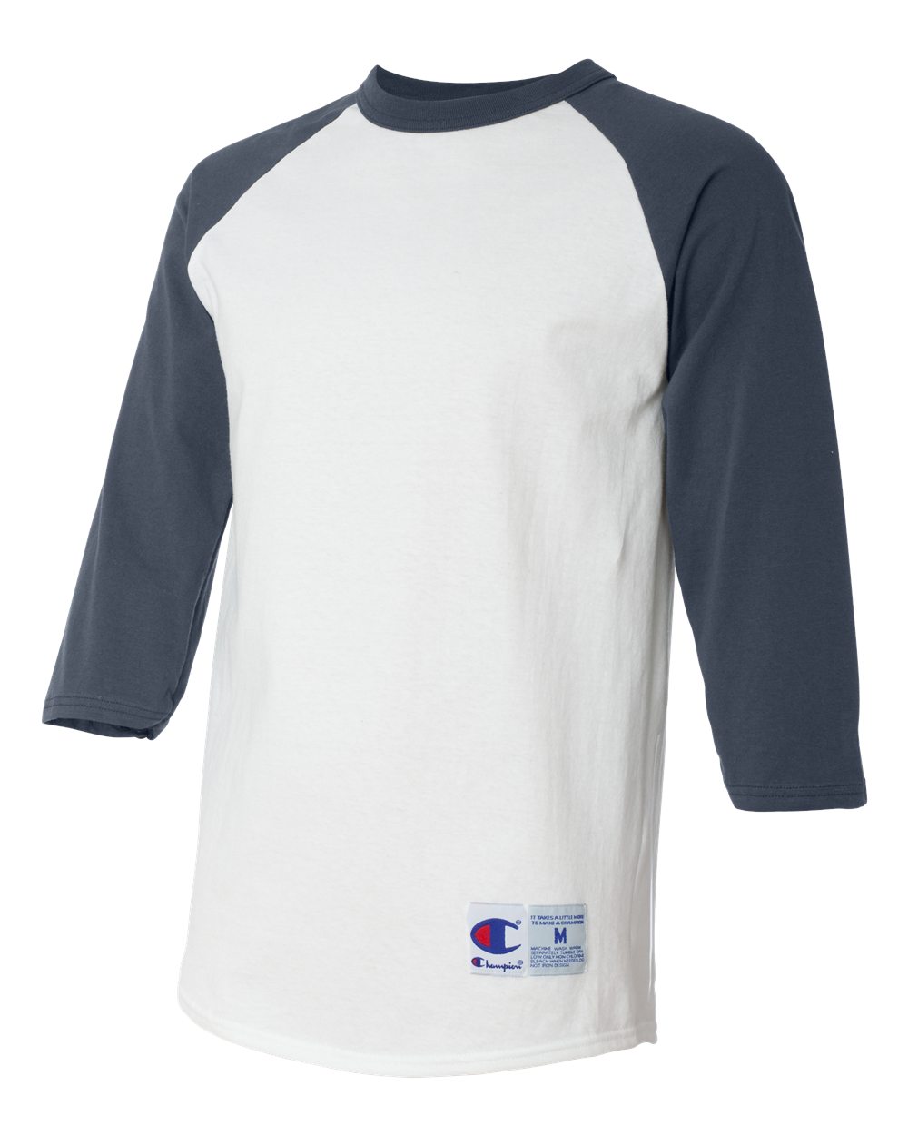 White/ Navy Raglan Sleeve Baseball T-Shirt - T137