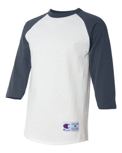 White/ Navy Raglan Sleeve Baseball T-Shirt - T137
