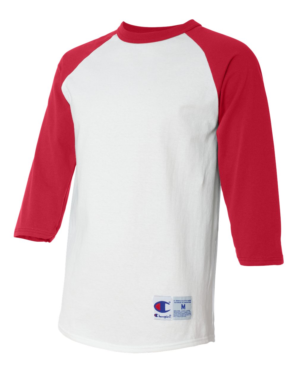 White/ Scarlet Raglan Sleeve Baseball T-Shirt - T137