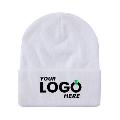 Custom Embroidered Unbranded Long Knit Beanie with Logo