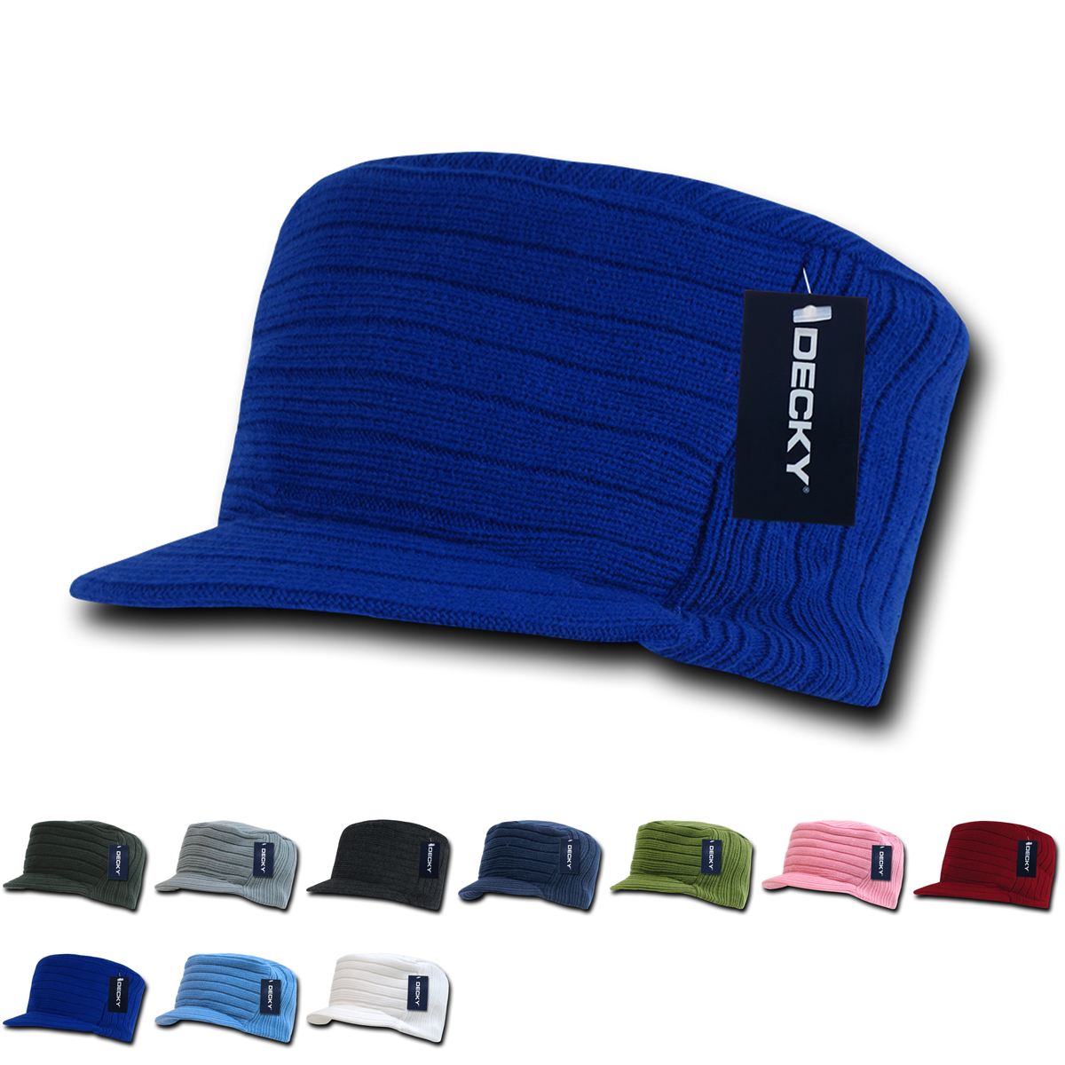 Wholesale Bulk Blank Flat Top Knit Beanie Jeep Caps - Decky 963