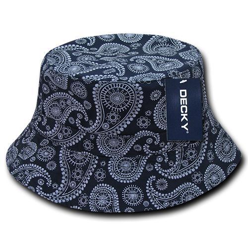 Wholesale Bulk Paisley Bucket Hats - Decky 459 - Navy