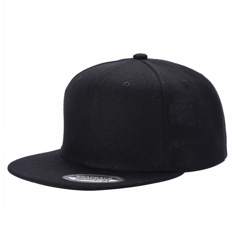 Unbranded Wool Snapback Hat, Blank Flat Bill Cap