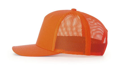 Custom Embroidered Richardson 882FP Blaze Orange Five Panel Trucker Hat