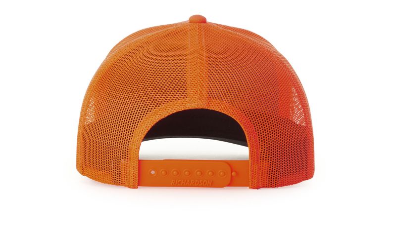 Custom Embroidered Richardson 882FP Blaze Orange Five Panel Trucker Hat