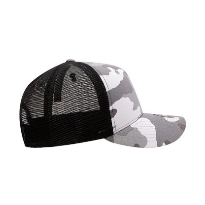 Custom Embroidered Decky 1054 - Camo Curve Bill Trucker Hat, 6 Panel Camo Trucker Cap