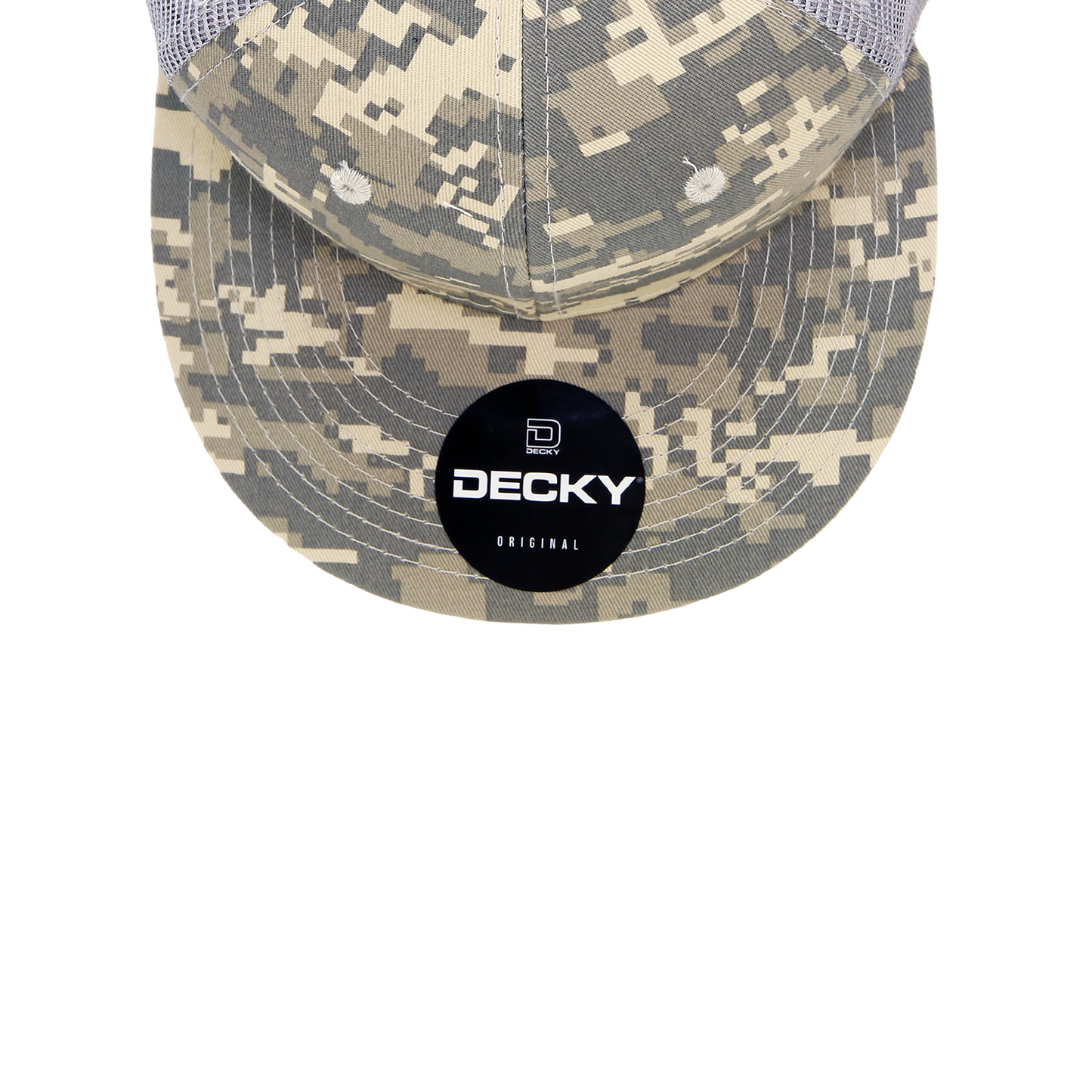 Custom Embroidered Decky 1055 - Camo Flat Bill Trucker Hat, Camouflage 6 Panel Trucker Cap