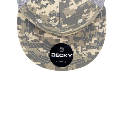 Decky 1055 Camo Flat Bill Trucker Hat, Camouflage 6 Panel Trucker Cap - Blank