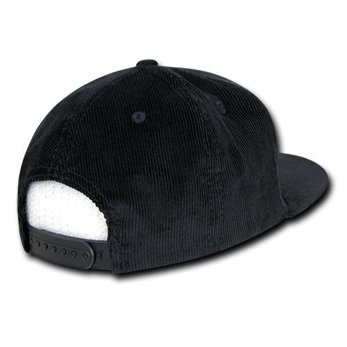 Custom Patch Decky 1076 - Corduroy Snapback Hat, 6 Panel Flat Bill Cap
