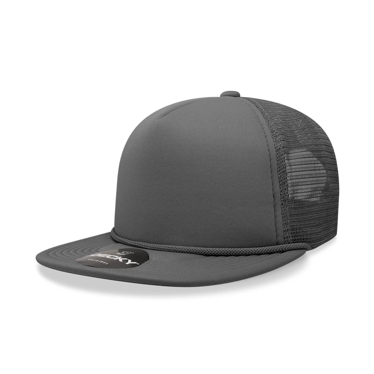 Custom Printed Decky 223 - Solid Color, Flat Bill Foam Trucker Hat