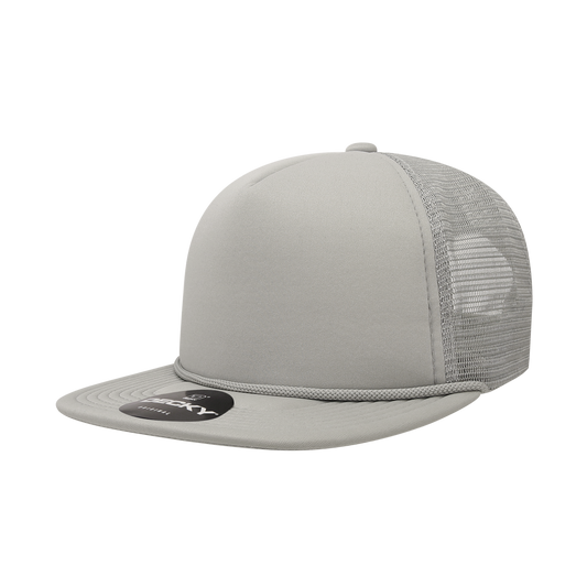 Custom Printed Decky 223 - Solid Color, Flat Bill Foam Trucker Hat
