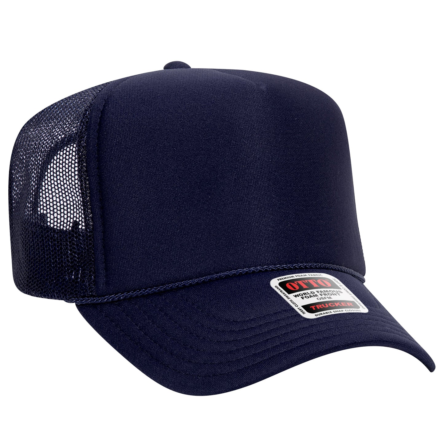 Otto 39-165 5 Panel High Crown Foam Trucker Hat Mesh Back Cap - Blank