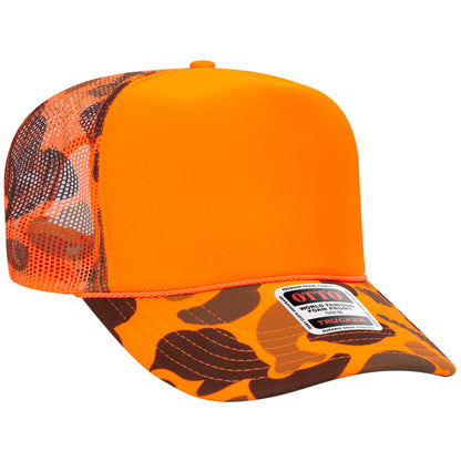 Custom Printed Otto 39-165 - 5 Panel High Crown Foam Trucker Hat Mesh Back Cap