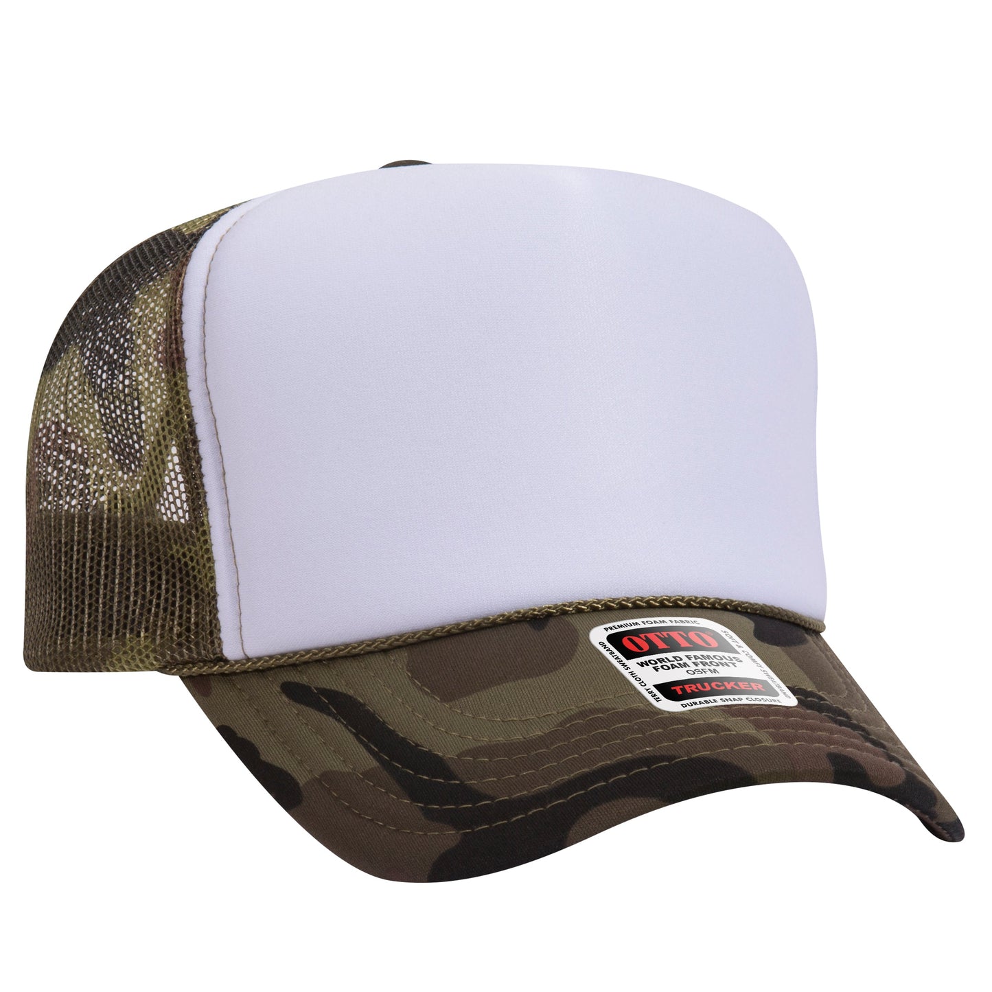 Custom Printed Otto 39-165 - 5 Panel High Crown Foam Trucker Hat Mesh Back Cap