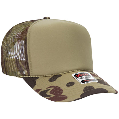 Otto 39-165 5 Panel High Crown Foam Trucker Hat Mesh Back Cap - Blank