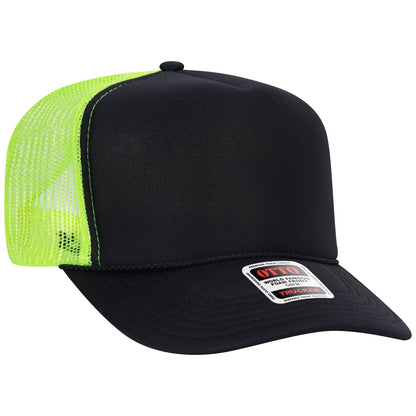 Otto 39-165 5 Panel High Crown Foam Trucker Hat Mesh Back Cap - Blank