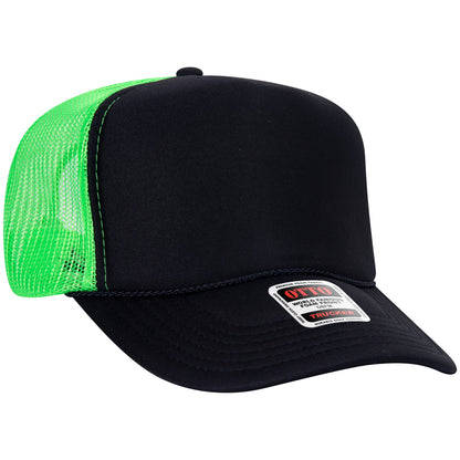 Otto 39-165 5 Panel High Crown Foam Trucker Hat Mesh Back Cap - Blank