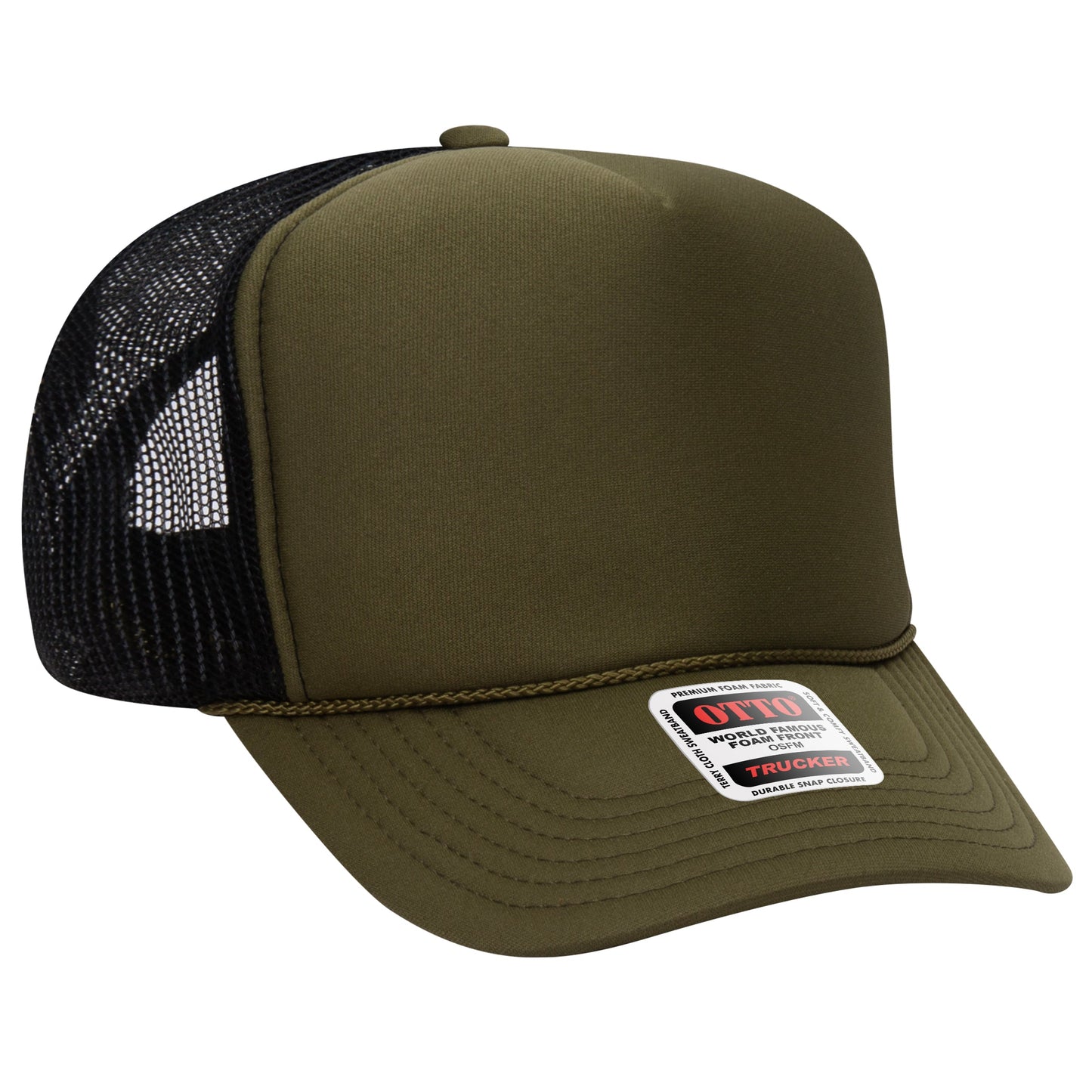 Otto 39-165 5 Panel High Crown Foam Trucker Hat Mesh Back Cap - Blank