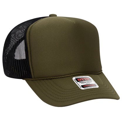 Otto 39-165 5 Panel High Crown Foam Trucker Hat Mesh Back Cap - Blank