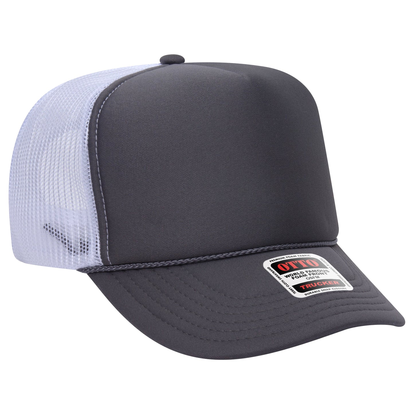 Otto 39-165 5 Panel High Crown Foam Trucker Hat Mesh Back Cap - Blank