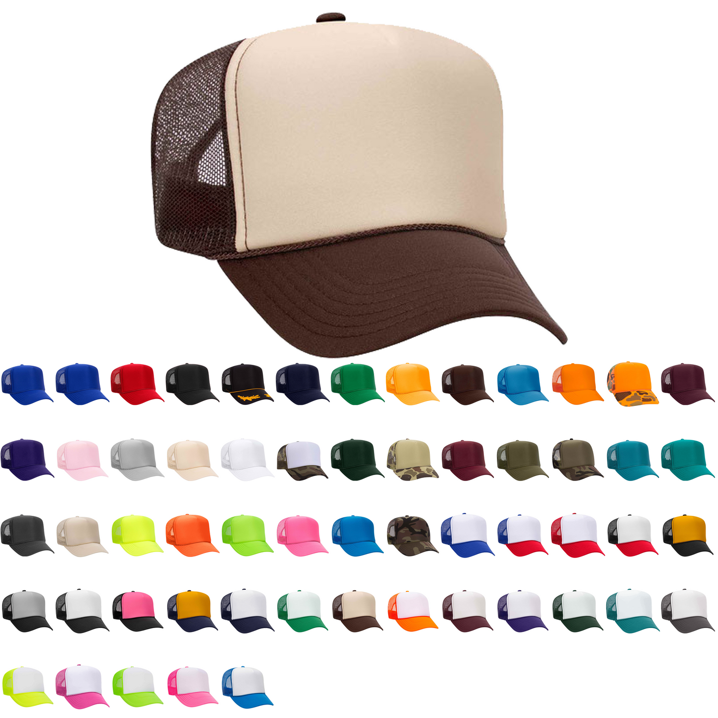 Otto 39-165 5 Panel High Crown Foam Trucker Hat Mesh Back Cap - Blank