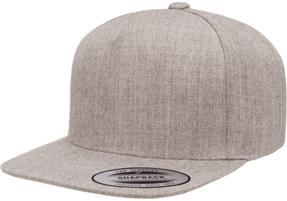 Yupoong 5089M Premium 5 Panel Snapback Hat Flat Bill Cap, YP Classics - Blank
