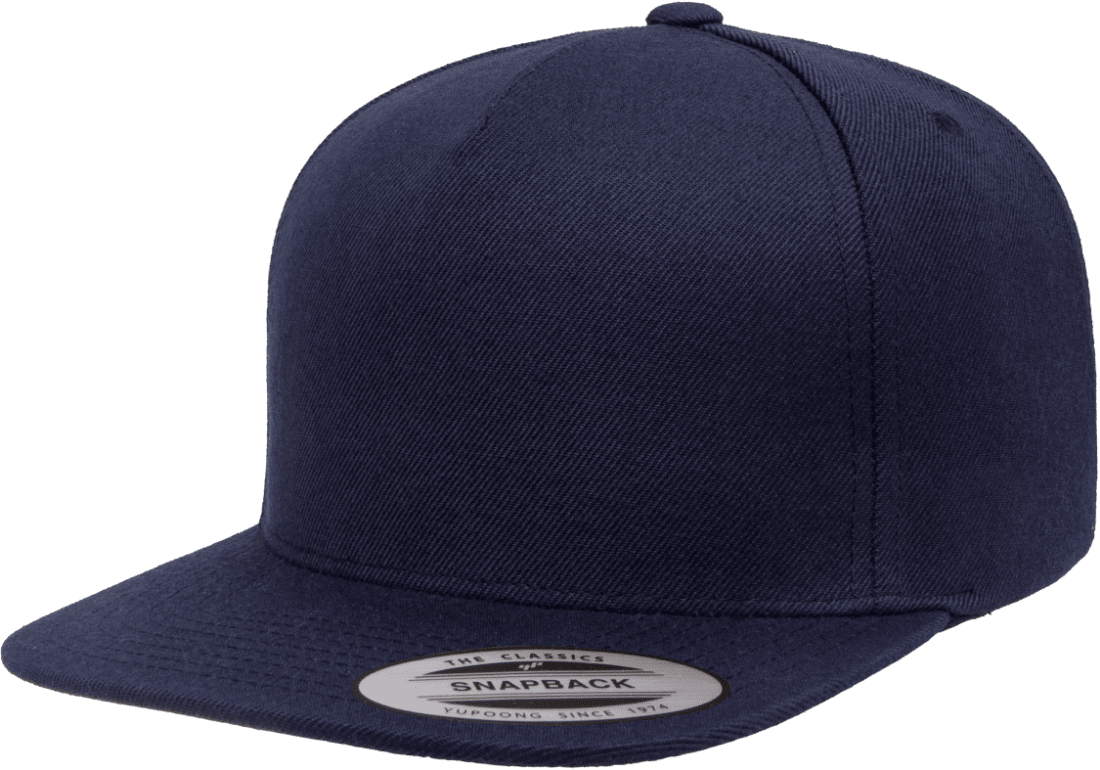 Yupoong 5089M Premium 5 Panel Snapback Hat Flat Bill Cap, YP Classics - Blank