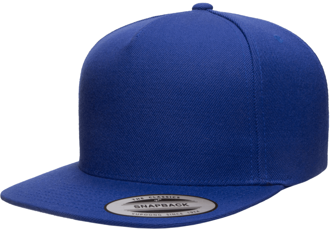 Yupoong 5089M Premium 5 Panel Snapback Hat Flat Bill Cap, YP Classics - Blank