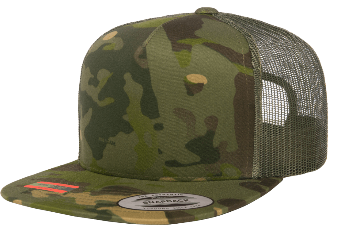 Yupoong 6006MC MultiCam Camo Trucker Snapback Hat Flat Bill Camouflage, YP Classics - Blank