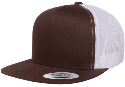 Yupoong 6006T Classic Trucker Snapback Hat Flat Bill 2-Tone Colors, YP Classics - Blank