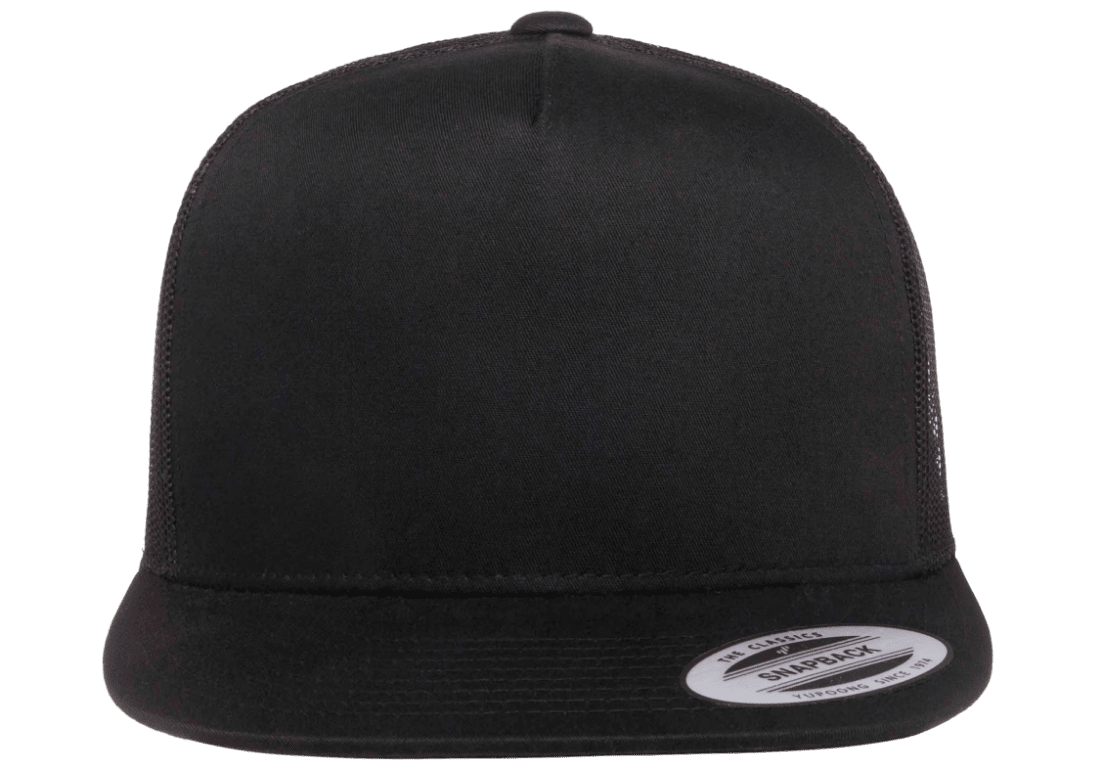 Custom Patch Yupoong 6006 Classic Trucker Snapback Hat, Flat Bill, YP Classics