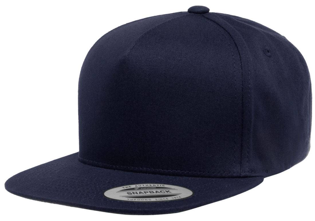 Yupoong 6007 5 Panel Cotton Twill Snapback Hat Flat Bill, YP Classics - Blank