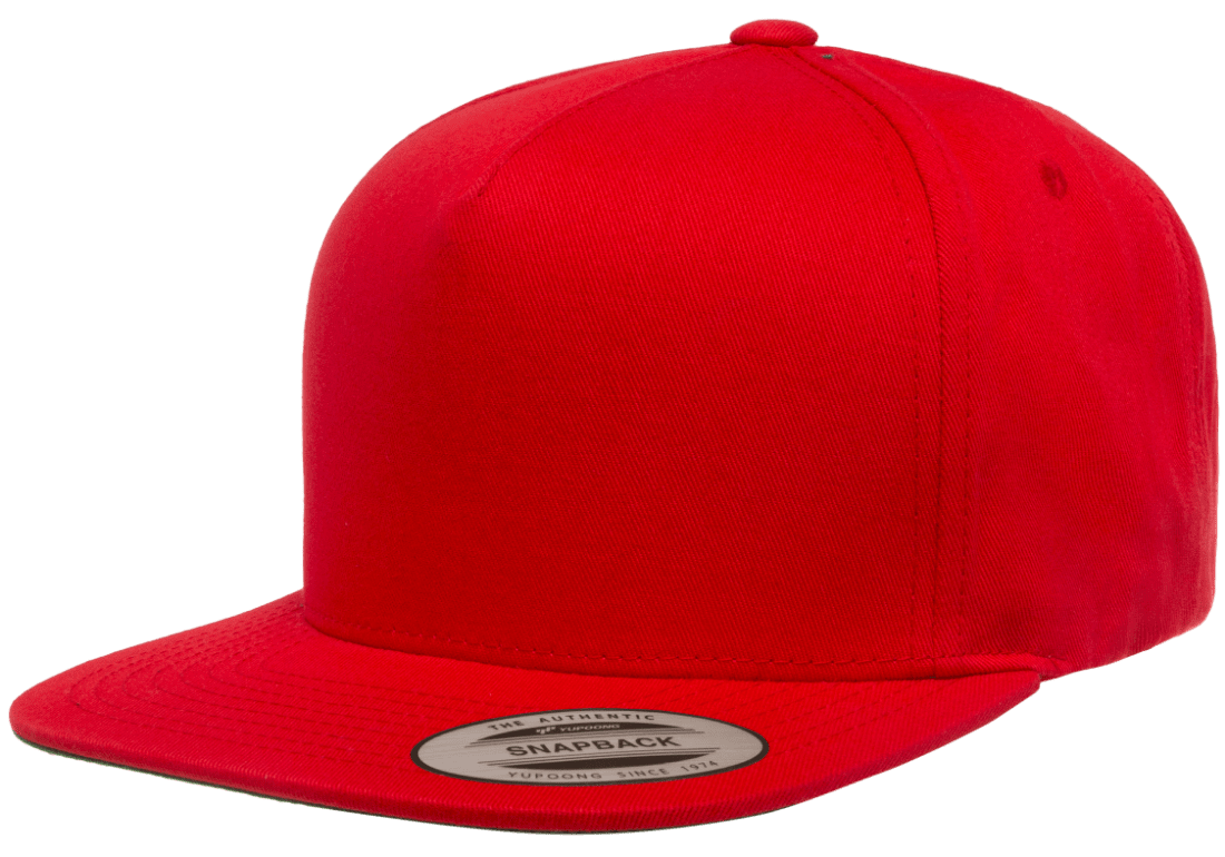 Yupoong 6007 5 Panel Cotton Twill Snapback Hat Flat Bill, YP Classics - Blank